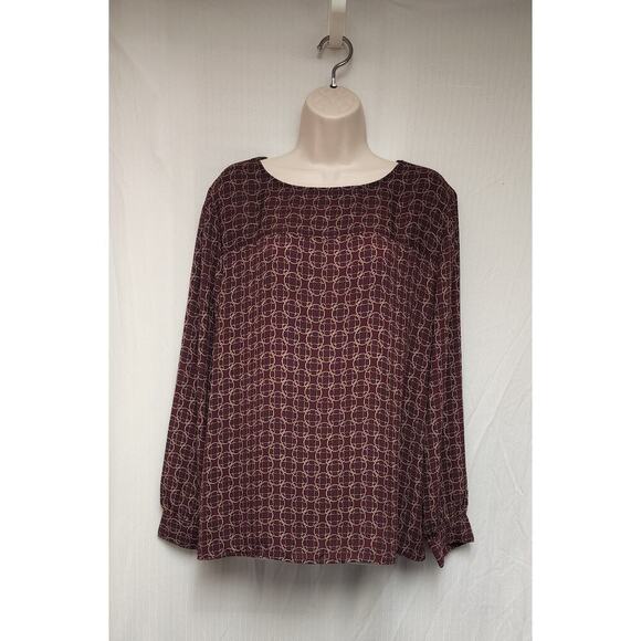 Loft Outlet Medallion Ballet Neckline Long Sleeve Relaxed Fit Blouse Size XL - Picture 3 of 10